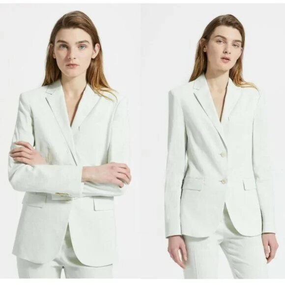 Theory Classic Linen Blazer, Eco Crunch Wash, Light Mint Green, Size 2 - Picture 1 of 8